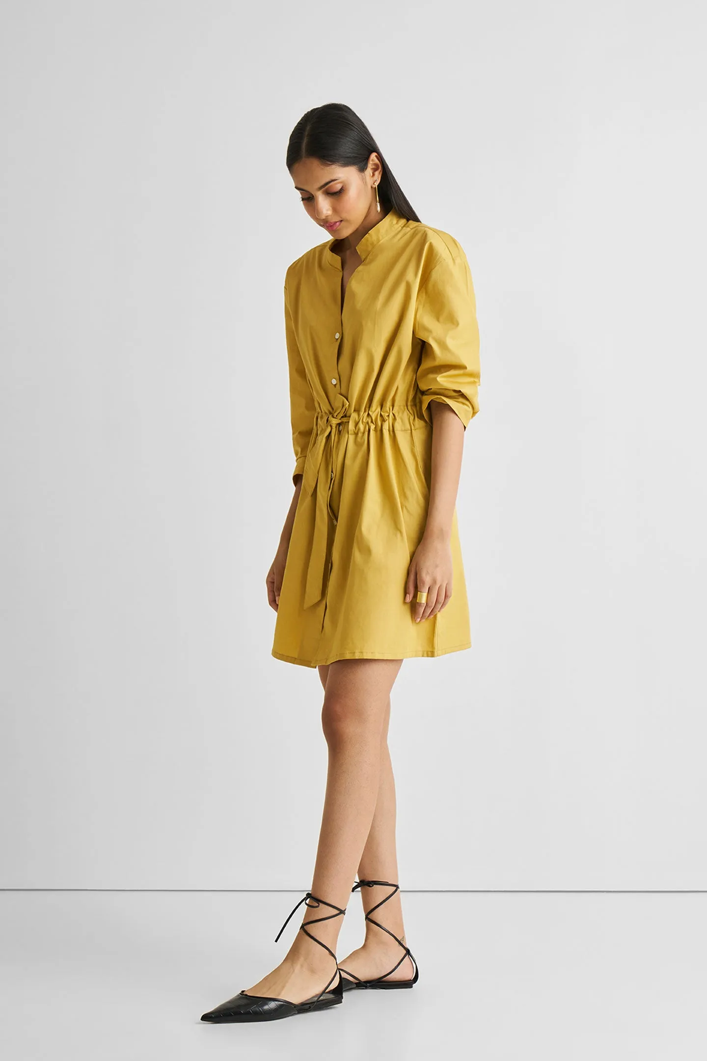 Short Tie Waist Dress in Tuscan Sun