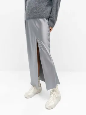 Side Slit Satin Skirt