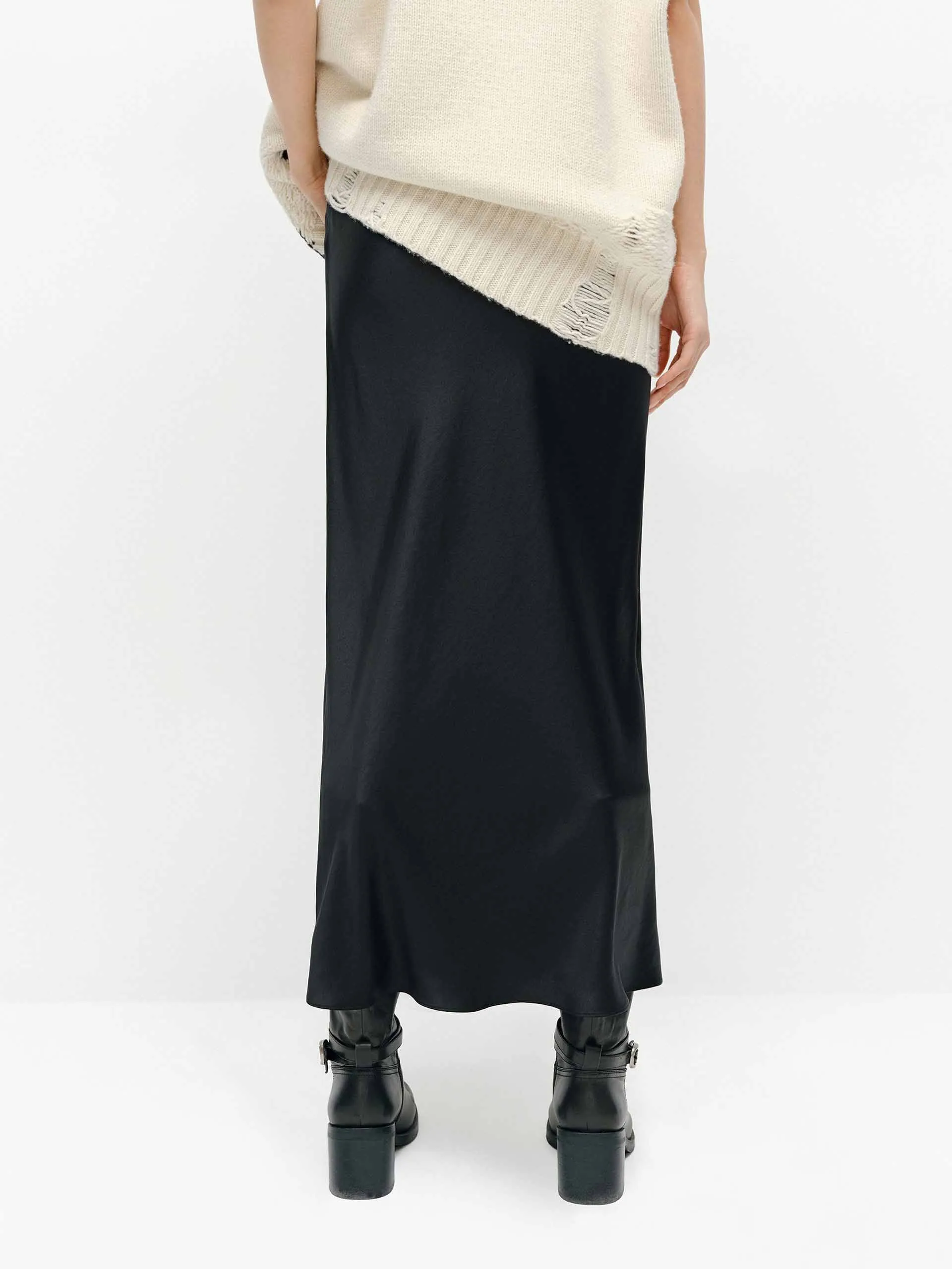 Side Slit Satin Skirt