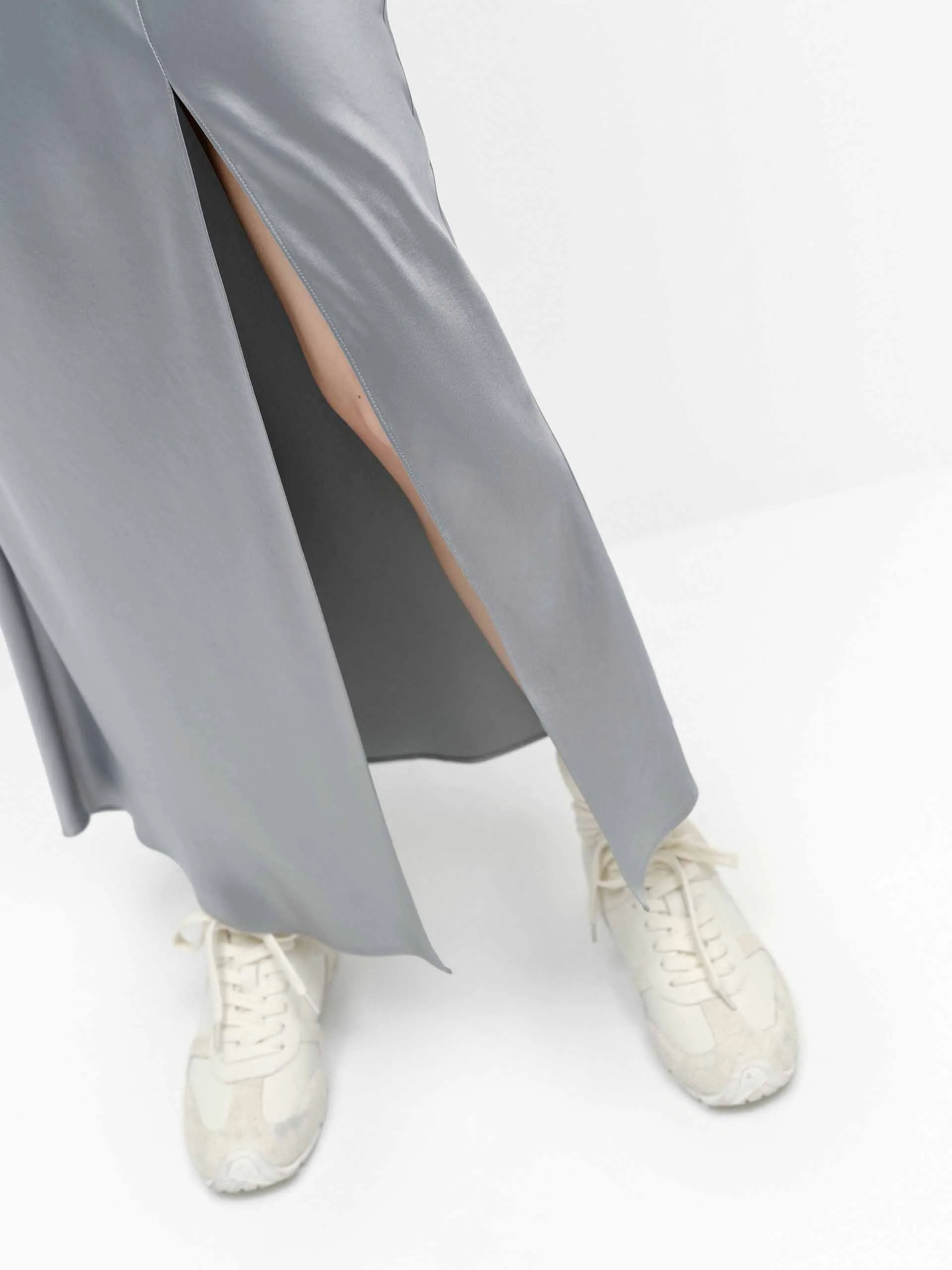 Side Slit Satin Skirt