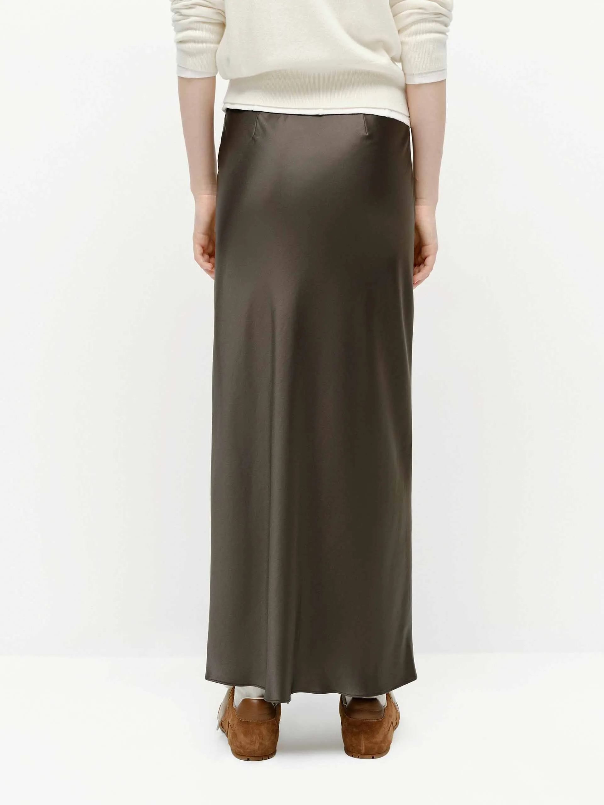 Side Slit Satin Skirt