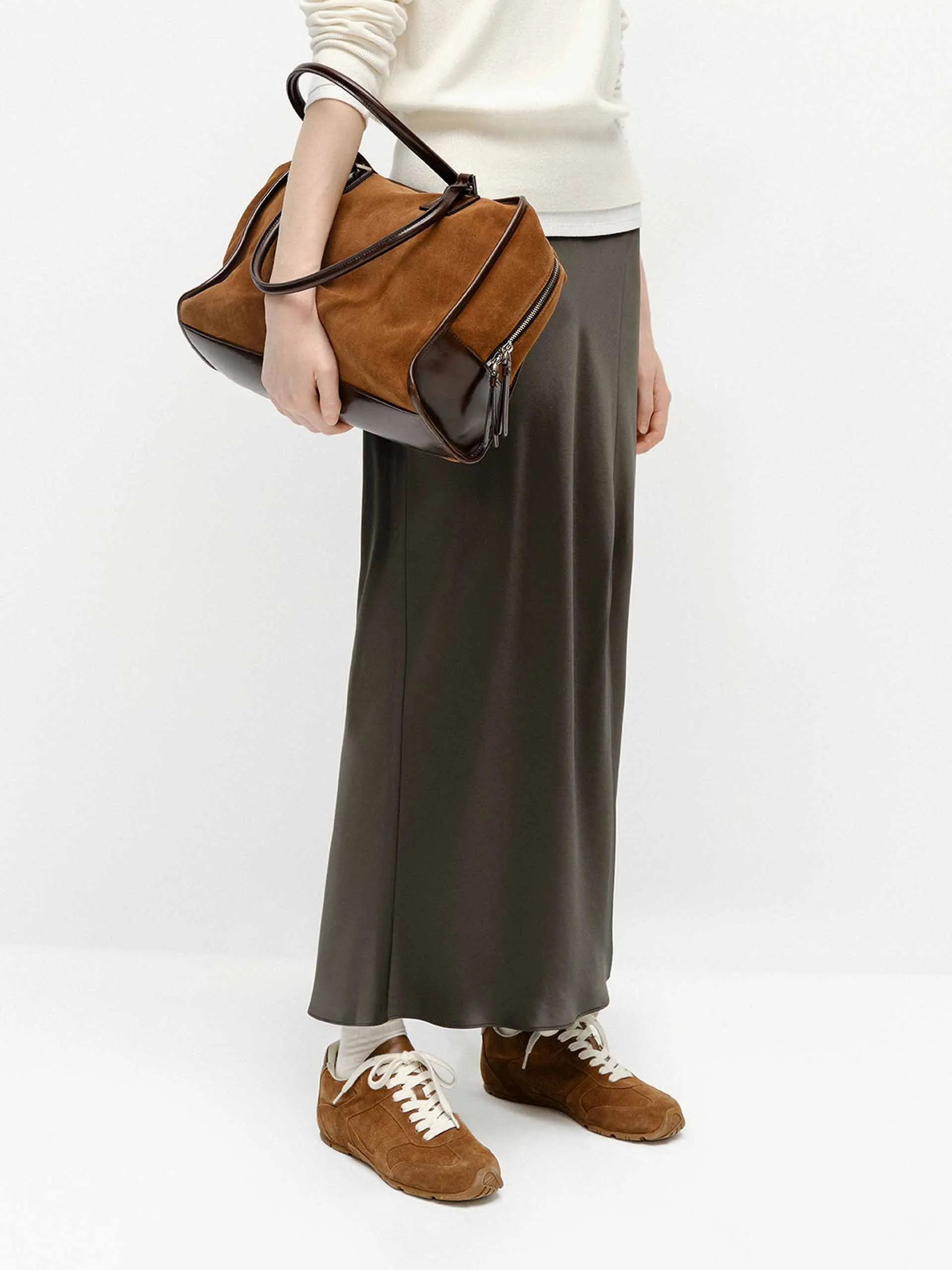 Side Slit Satin Skirt