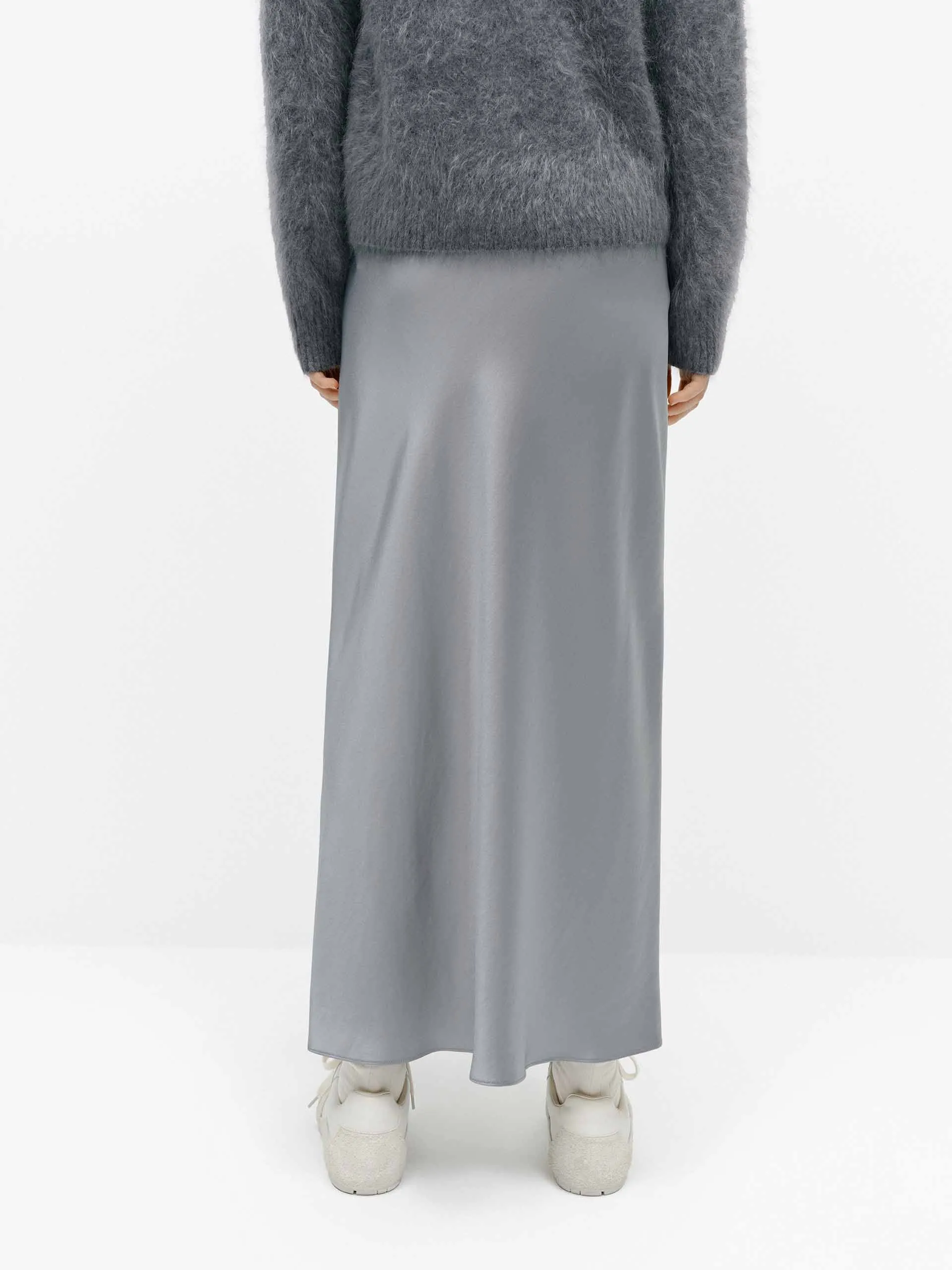 Side Slit Satin Skirt