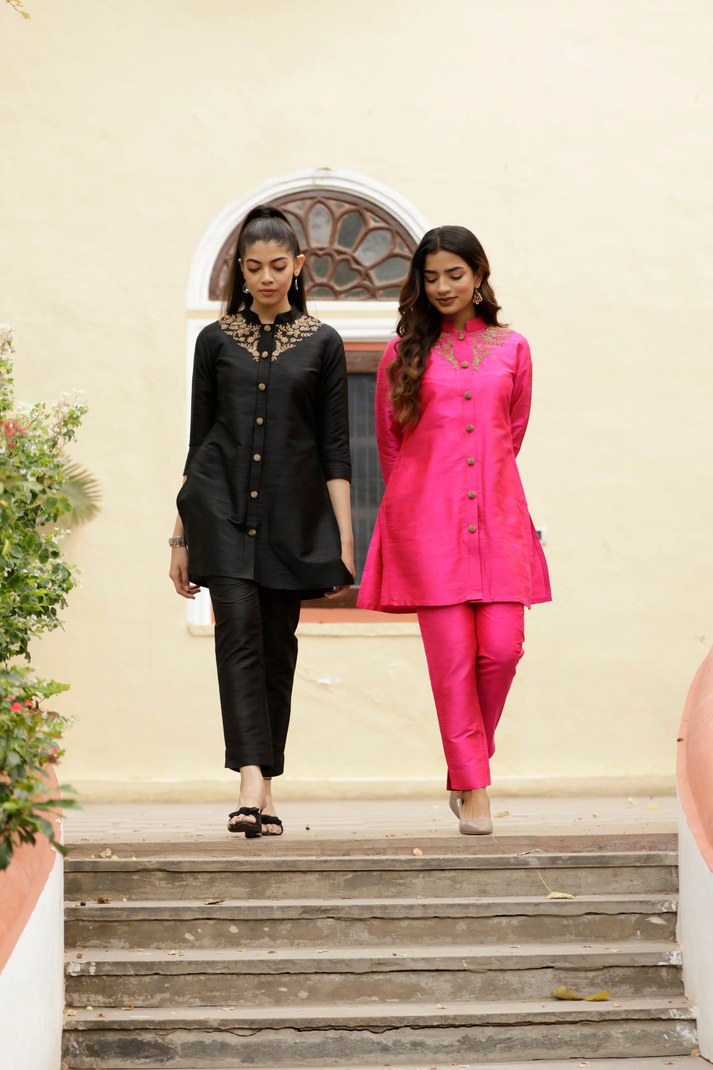 Silk Dupion Hand- Embroidered Co-Ord Set