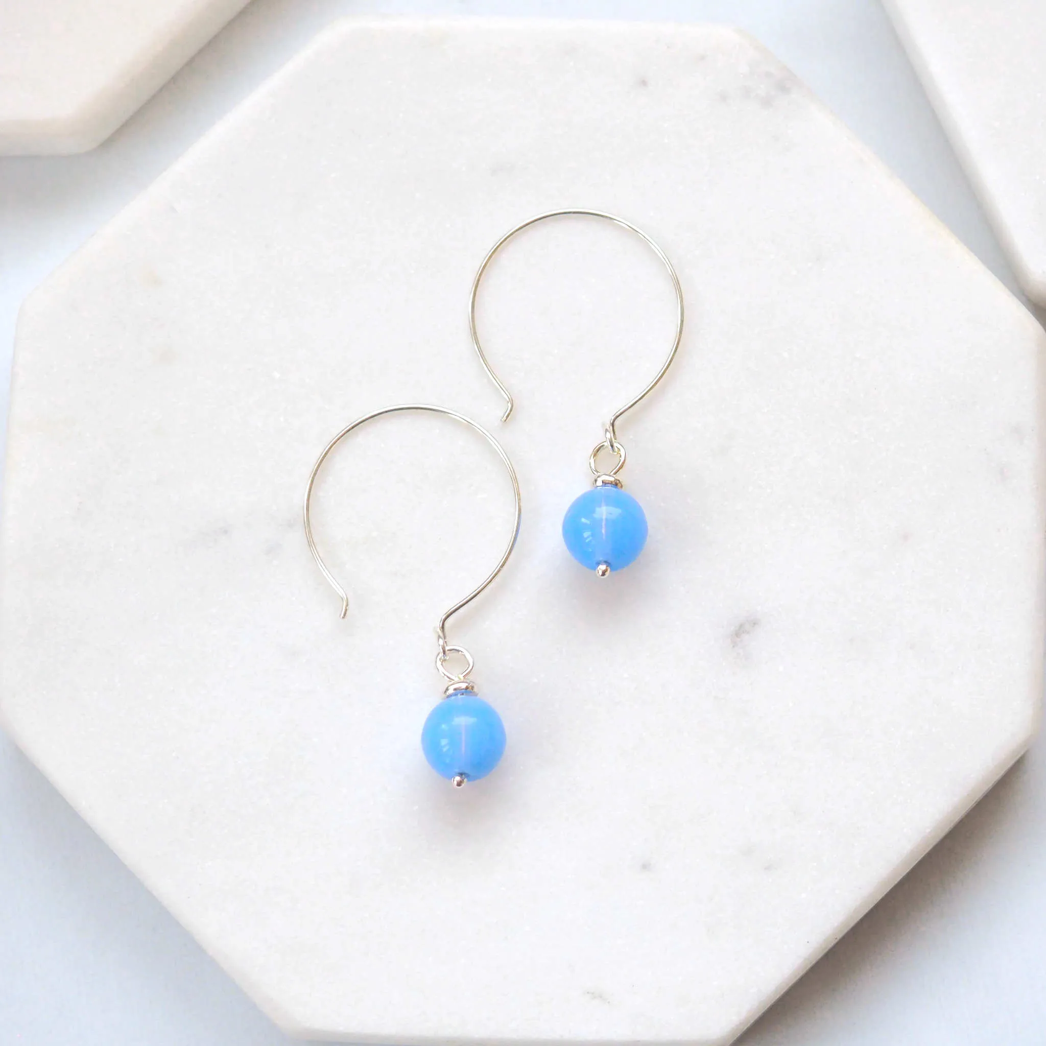 Simple Baby Blue Hoop Earrings