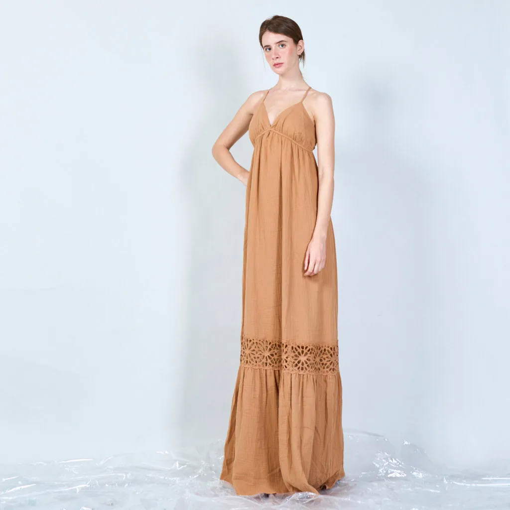 Simple backless maxi dress wholesale