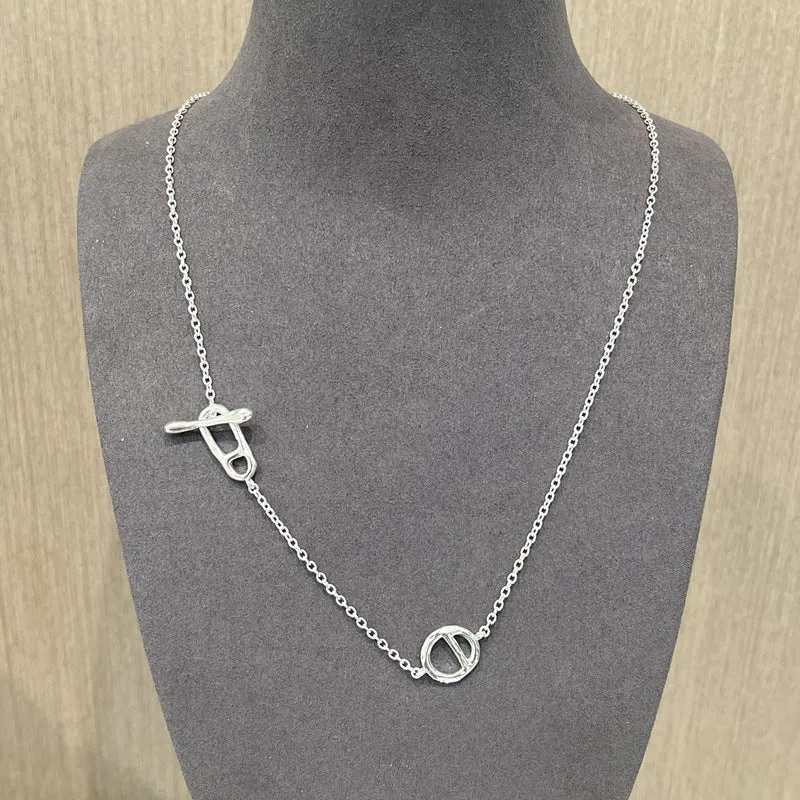 Simple Geometric Long Chain Necklace