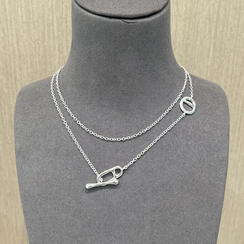 Simple Geometric Long Chain Necklace