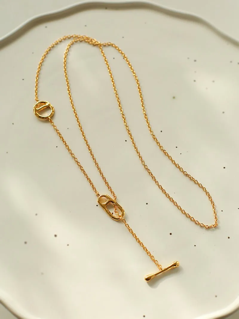 Simple Geometric Long Chain Necklace