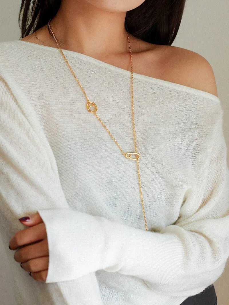 Simple Geometric Long Chain Necklace