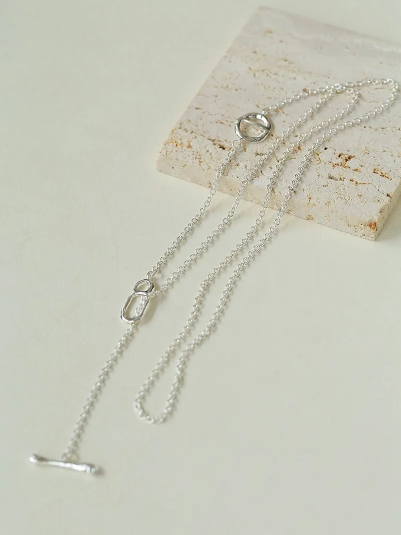 Simple Geometric Long Chain Necklace