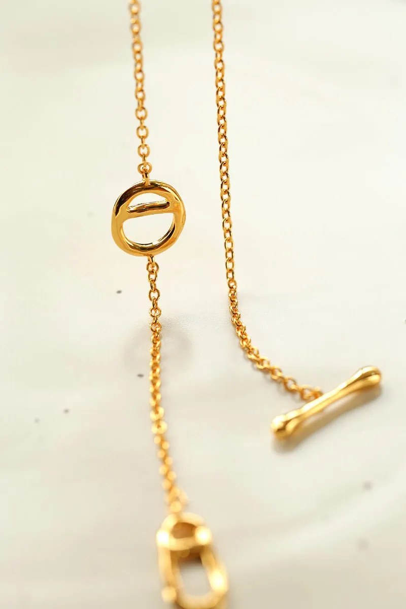 Simple Geometric Long Chain Necklace
