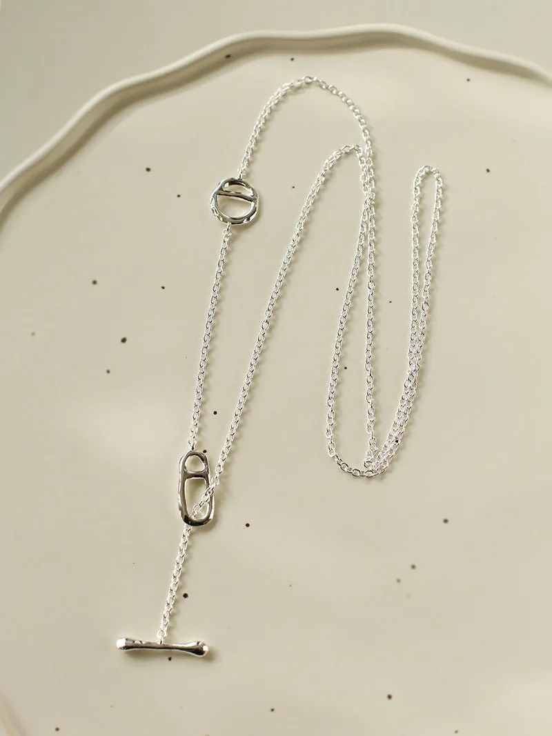 Simple Geometric Long Chain Necklace