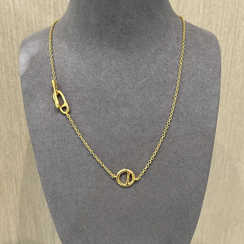 Simple Geometric Long Chain Necklace
