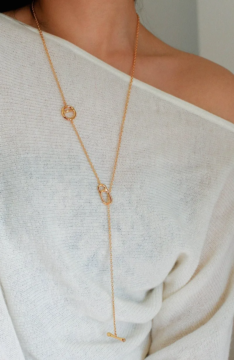 Simple Geometric Long Chain Necklace