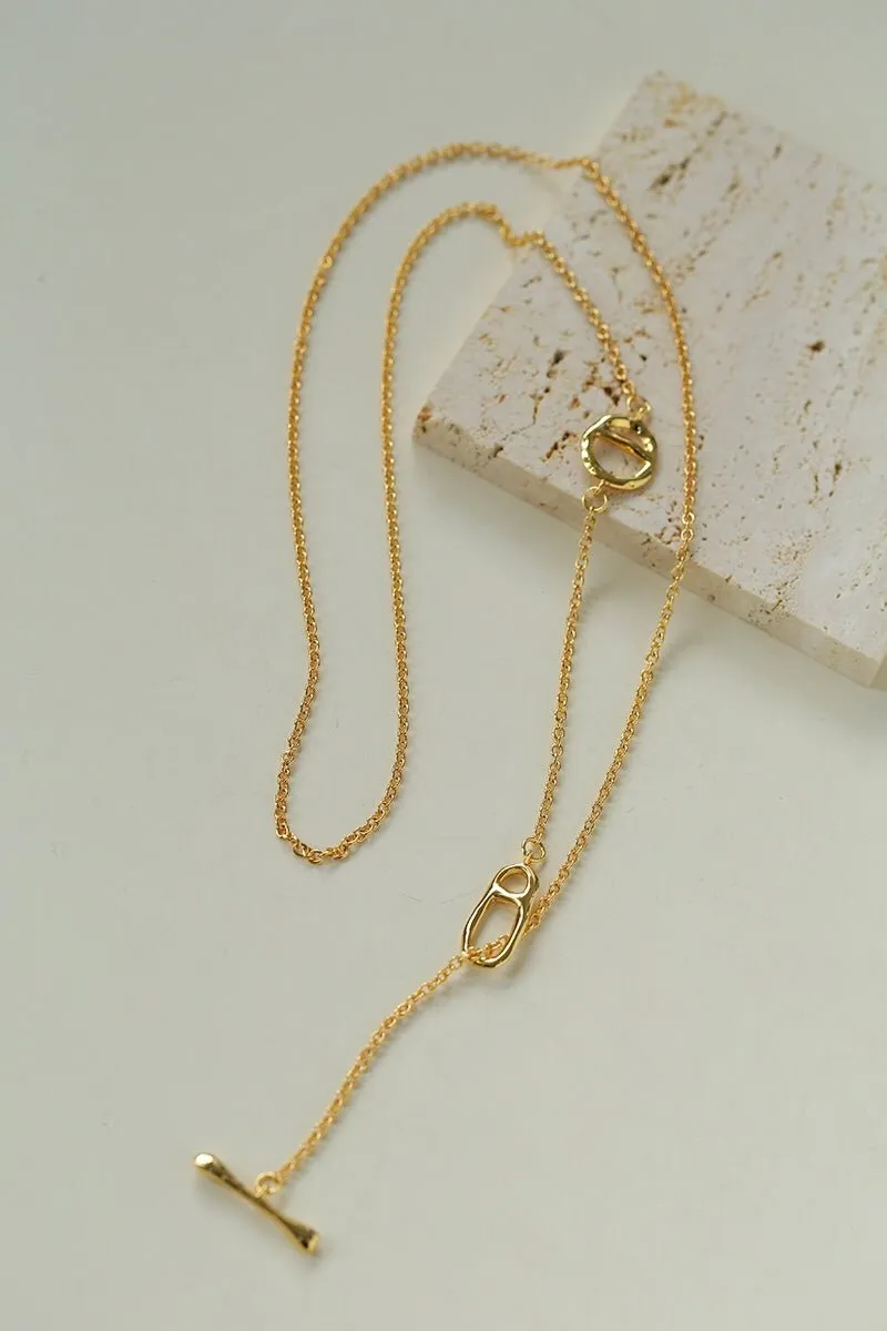 Simple Geometric Long Chain Necklace
