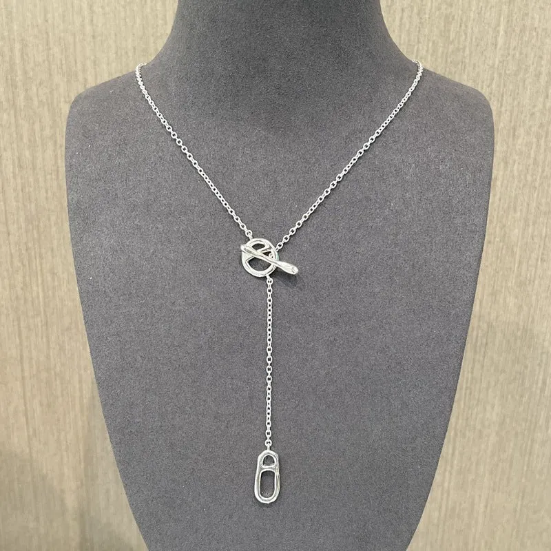 Simple Geometric Long Chain Necklace