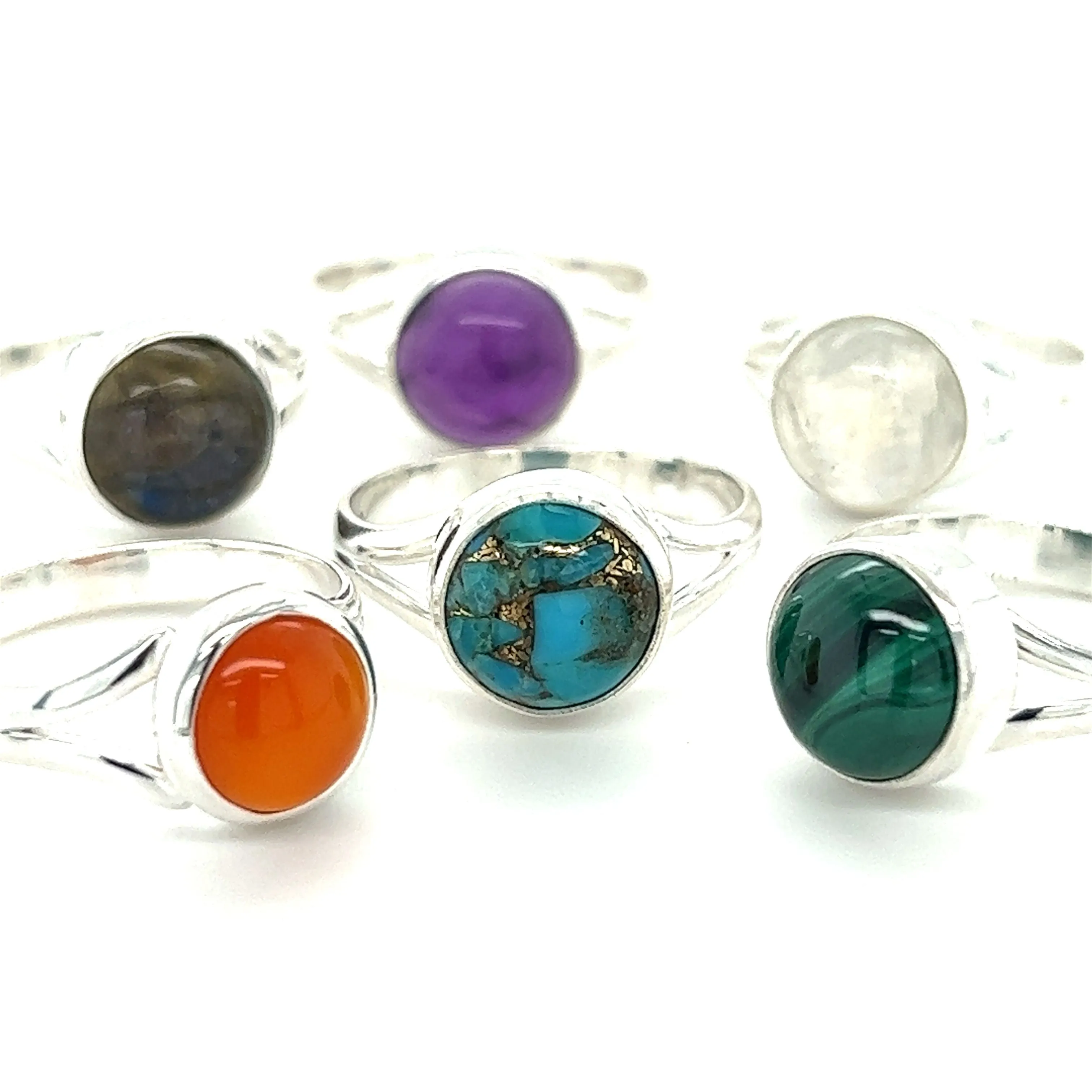 Simple Vibrant Circular Stone Ring