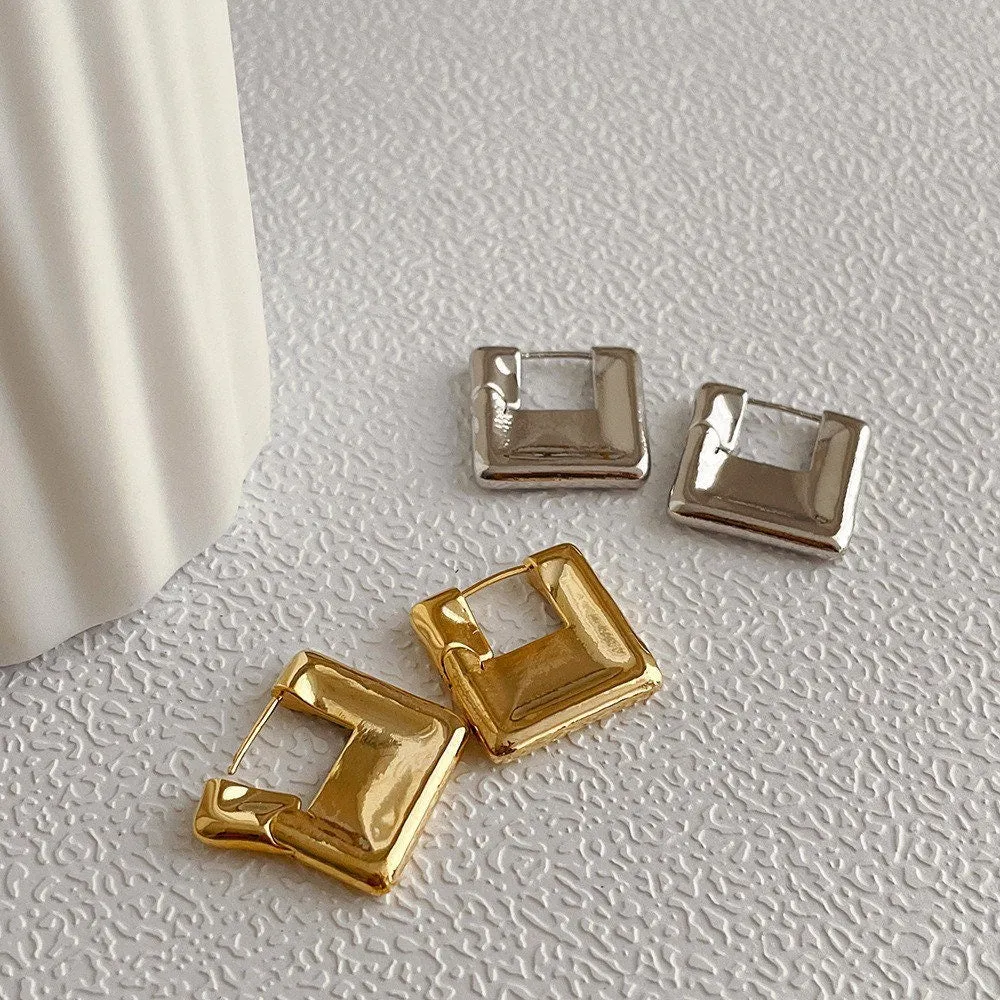 Square Hoop Earrings| Simple hoops| Hypoallergenic square hoops | Minimalism
