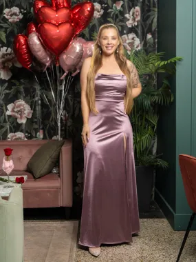 Stockholm Cowl Neck Satin Maxi Dress   Thigh Slit