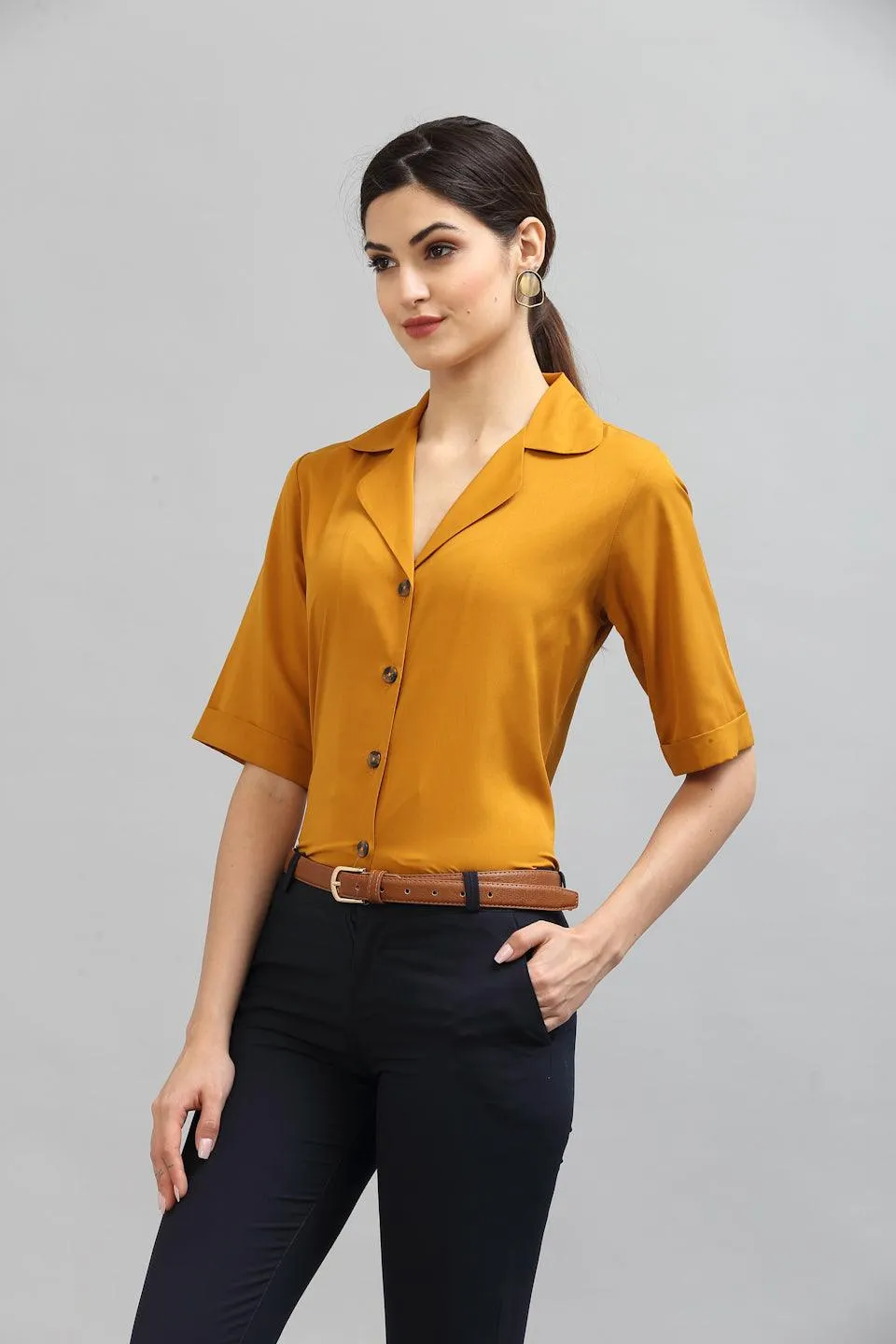 Style Quotient Women Mustard Formal Shirt