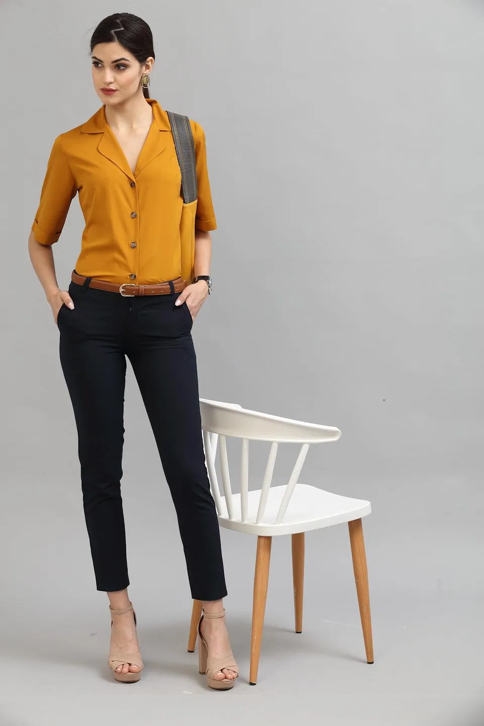 Style Quotient Women Mustard Formal Shirt
