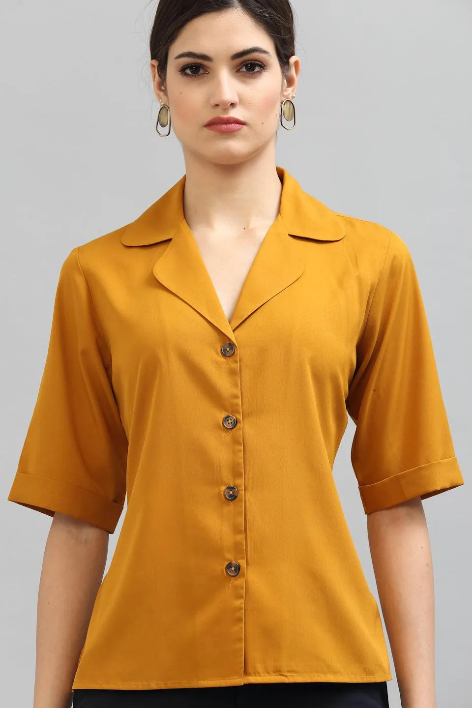 Style Quotient Women Mustard Formal Shirt