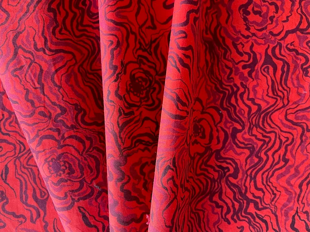 Sweet Winey Swirl Cotton Poplin (Made in Italy)