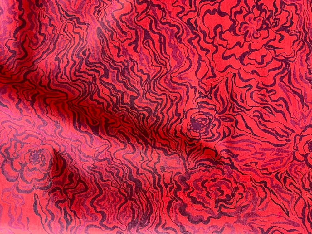 Sweet Winey Swirl Cotton Poplin (Made in Italy)