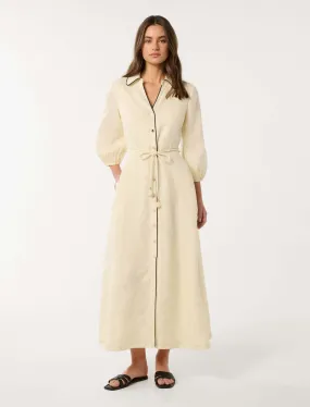 Tabitha Tipped Linen Midi Dress