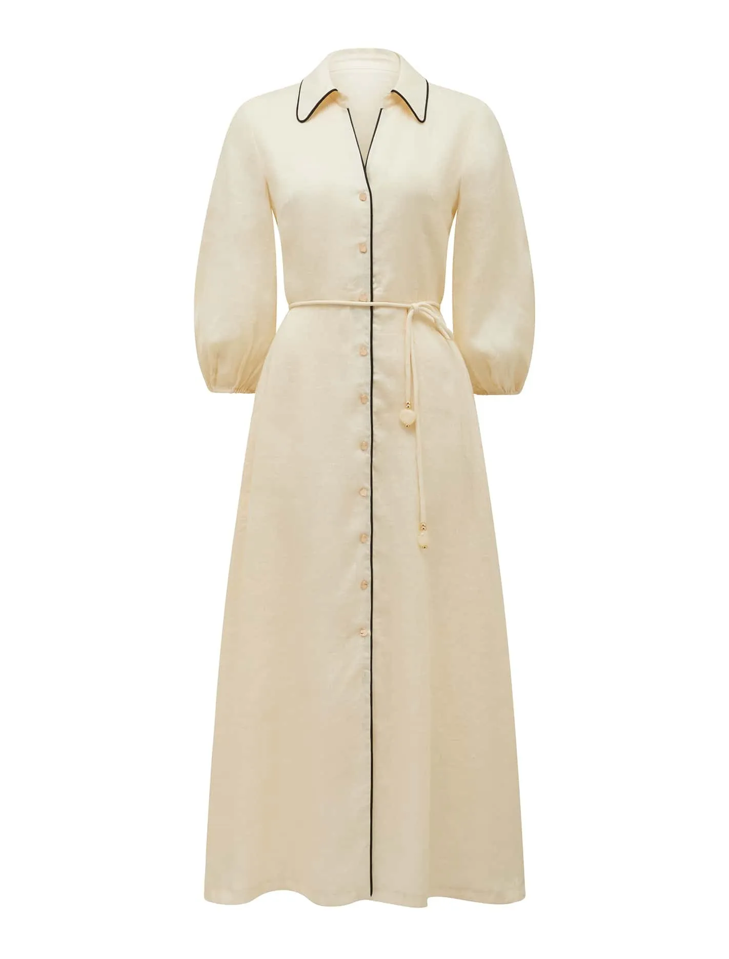 Tabitha Tipped Linen Midi Dress