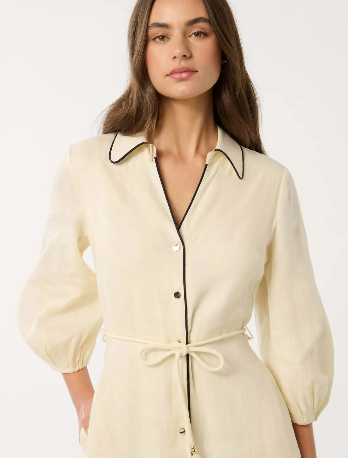 Tabitha Tipped Linen Midi Dress