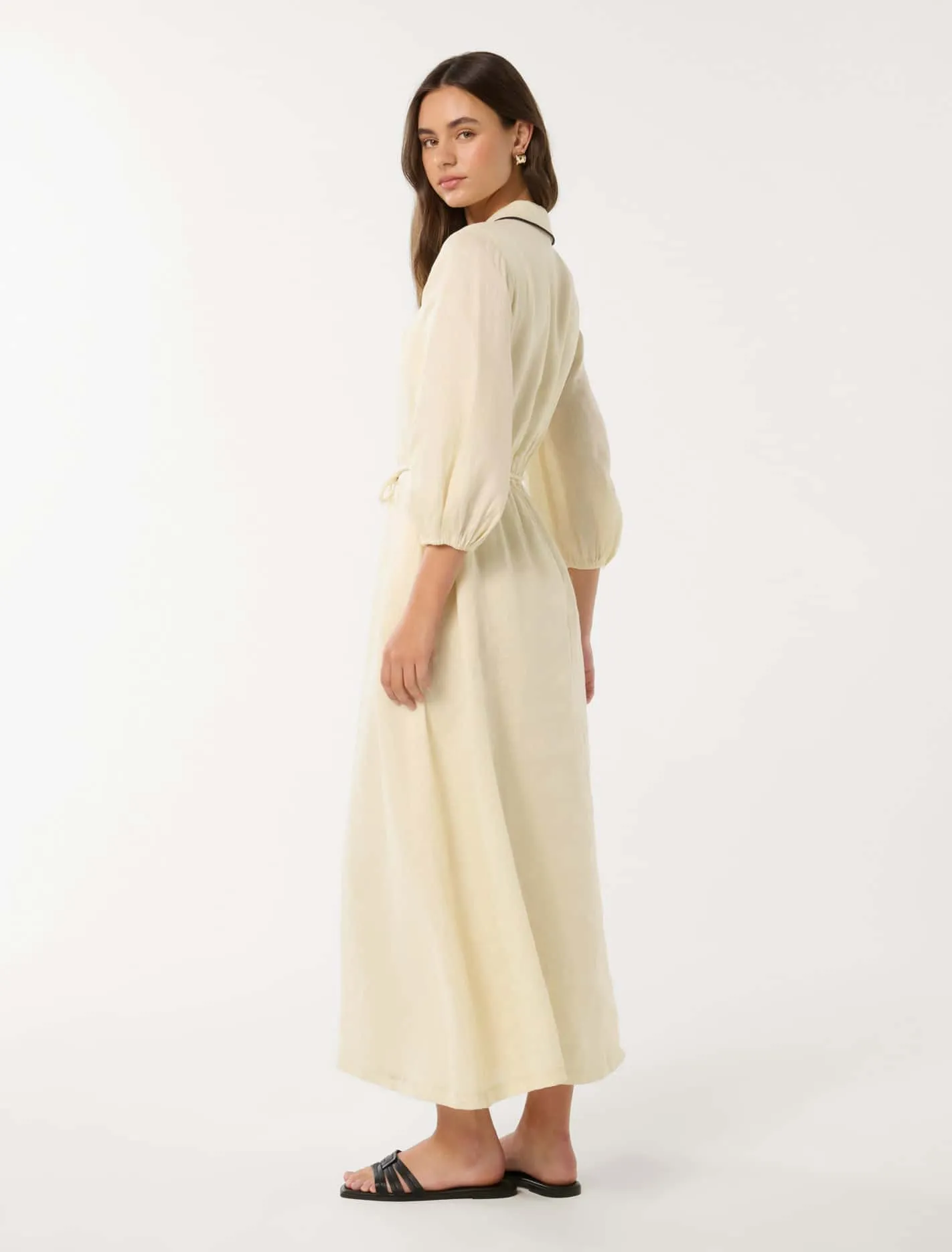 Tabitha Tipped Linen Midi Dress