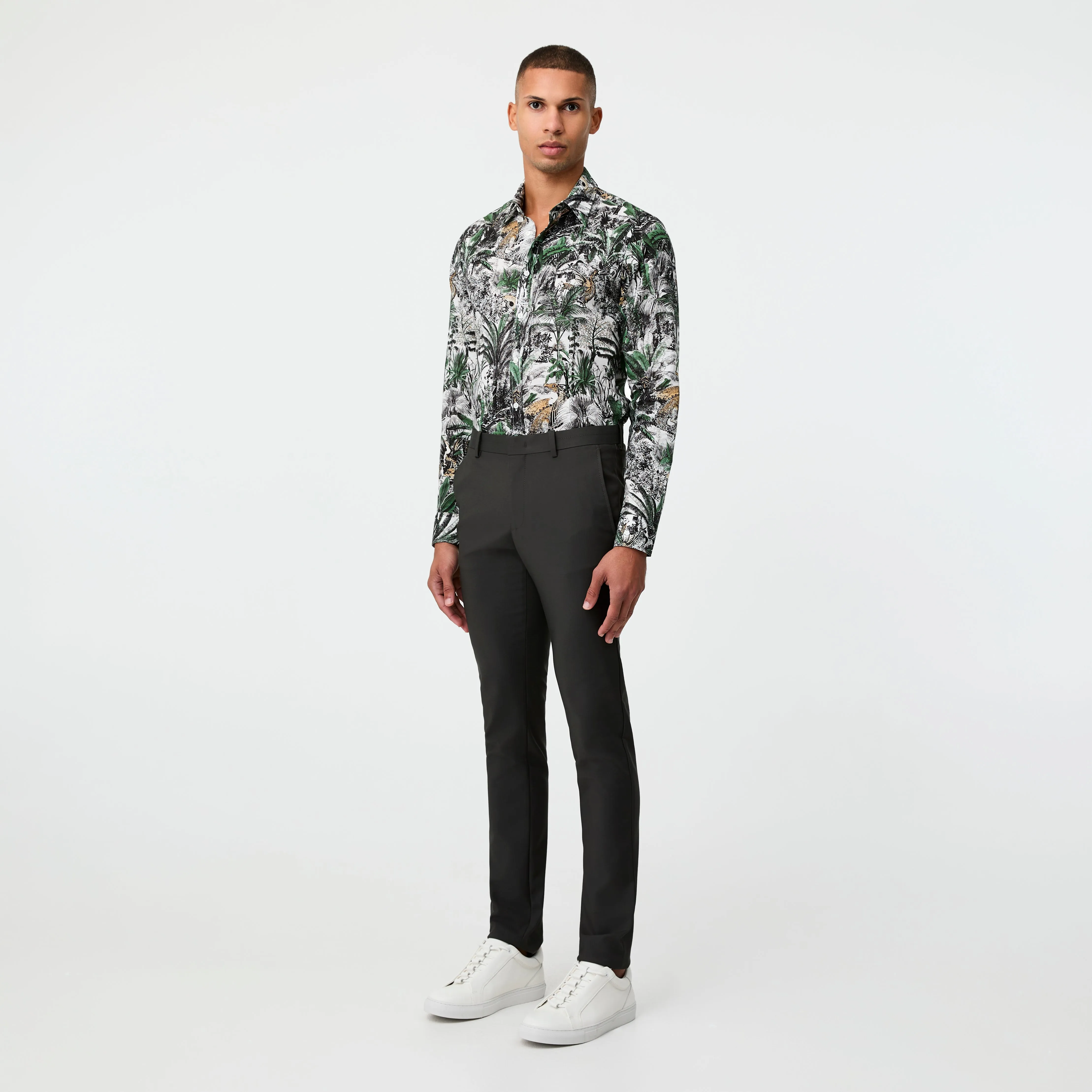 Tailored-Fit Rainforest Cotton Linen Shirt White Combo