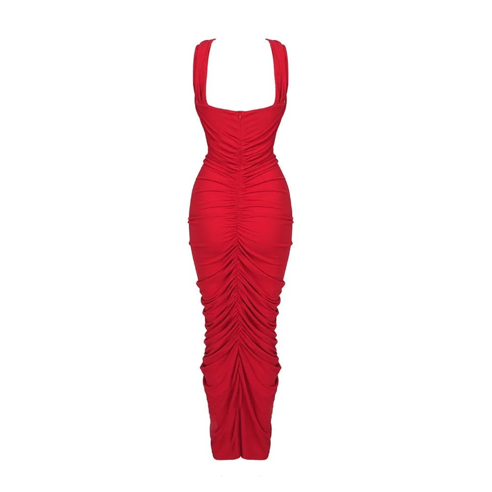 The Hottest Ruched Midi Dress