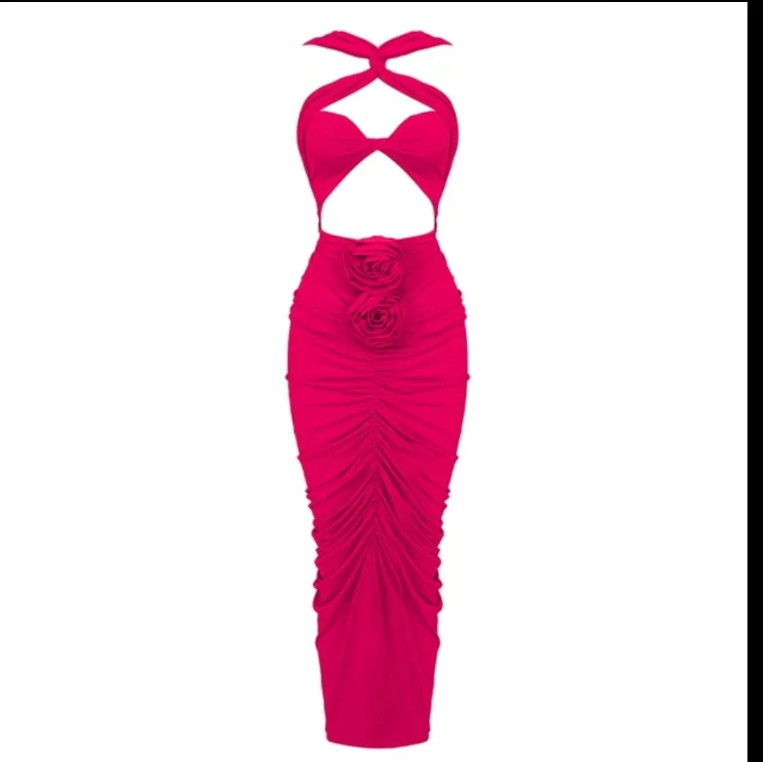 The Hottest Ruched Midi Dress