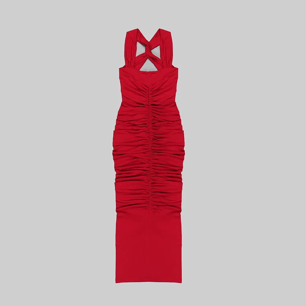 The Hottest Ruched Midi Dress