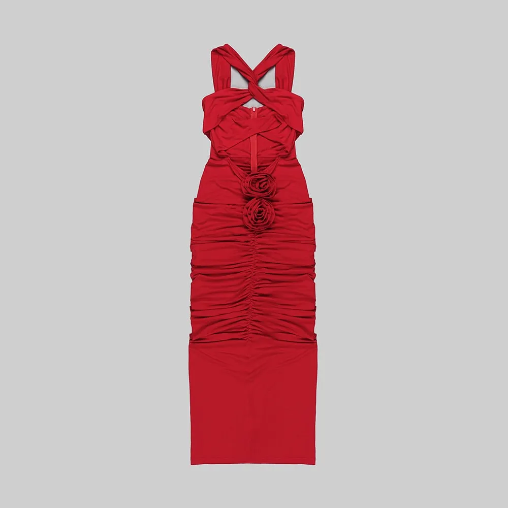 The Hottest Ruched Midi Dress