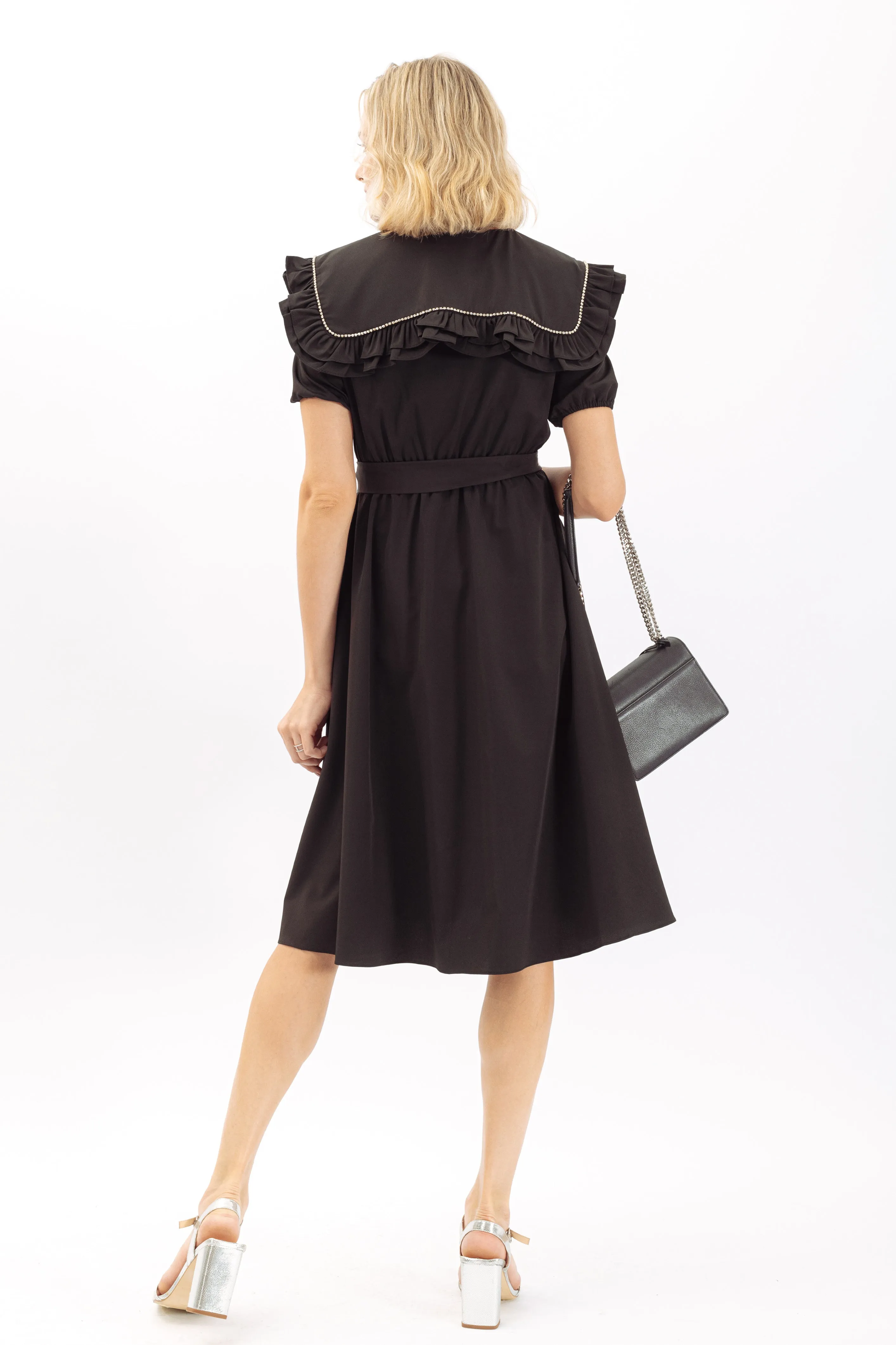 Tianne Detail Trim Collar Puff Sleeve Maxi Dress