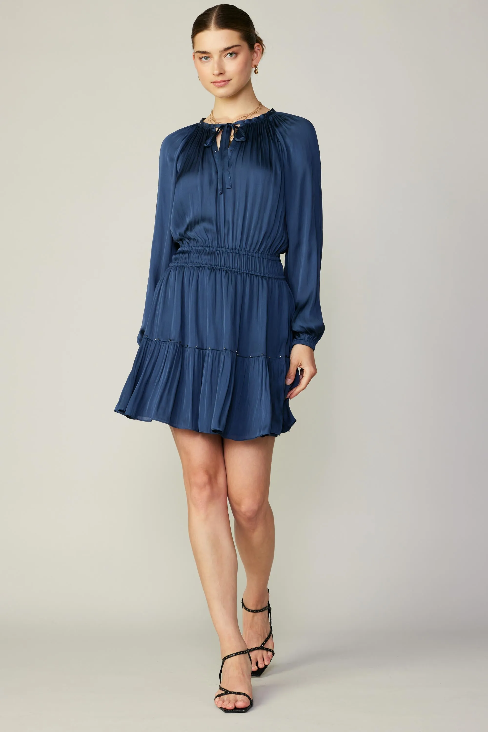 Tiered Studded Mini Dress