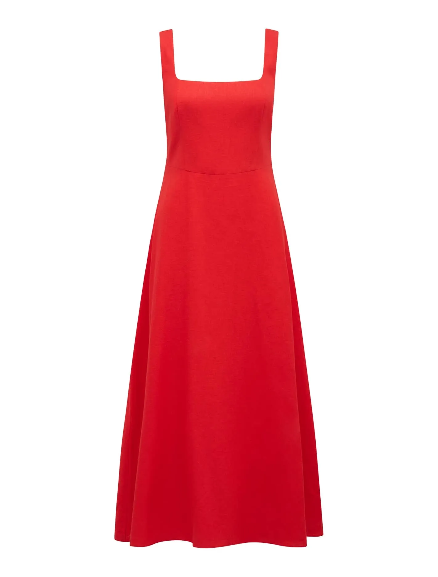 Tori Square Neck Linen Midi Dress