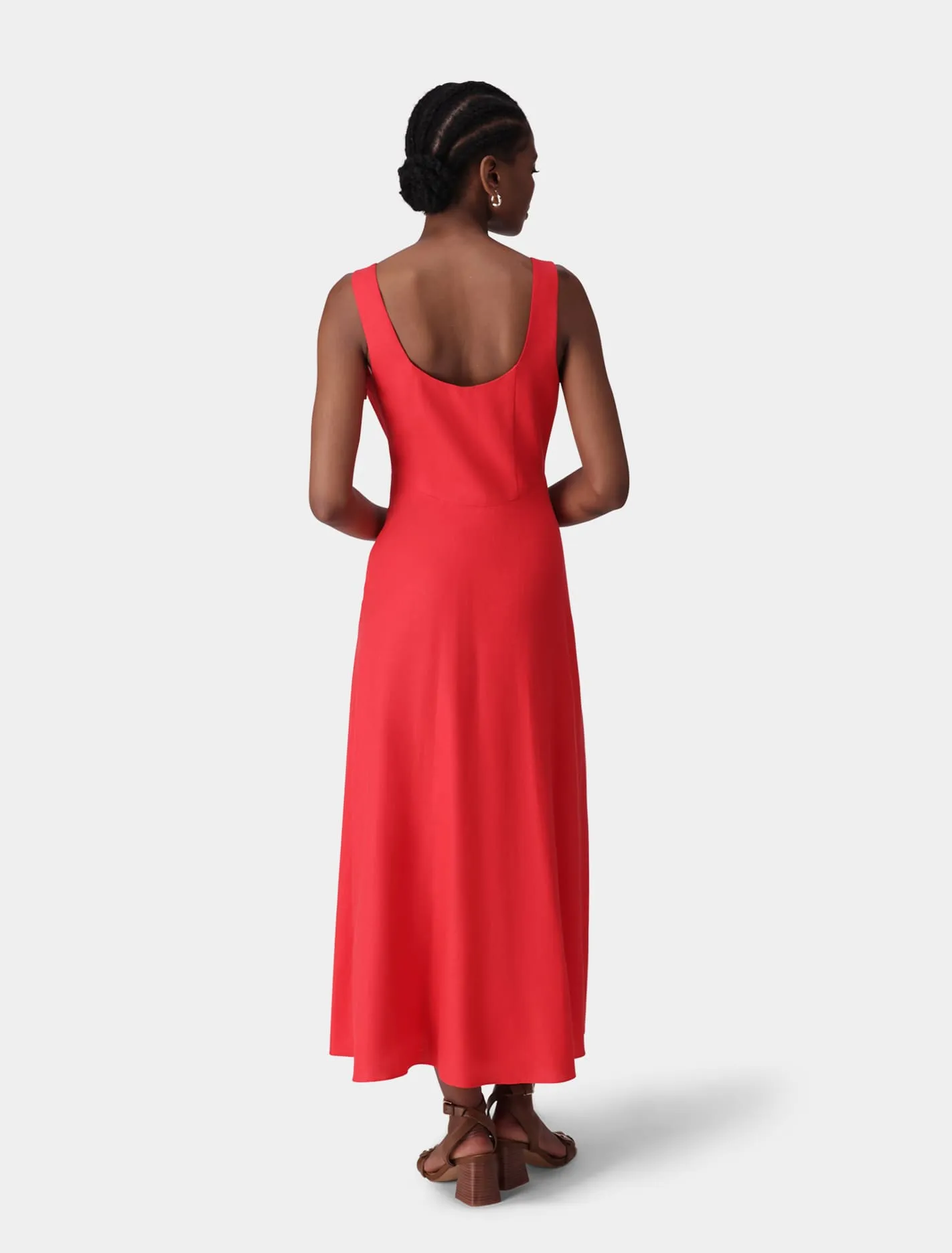 Tori Square Neck Linen Midi Dress