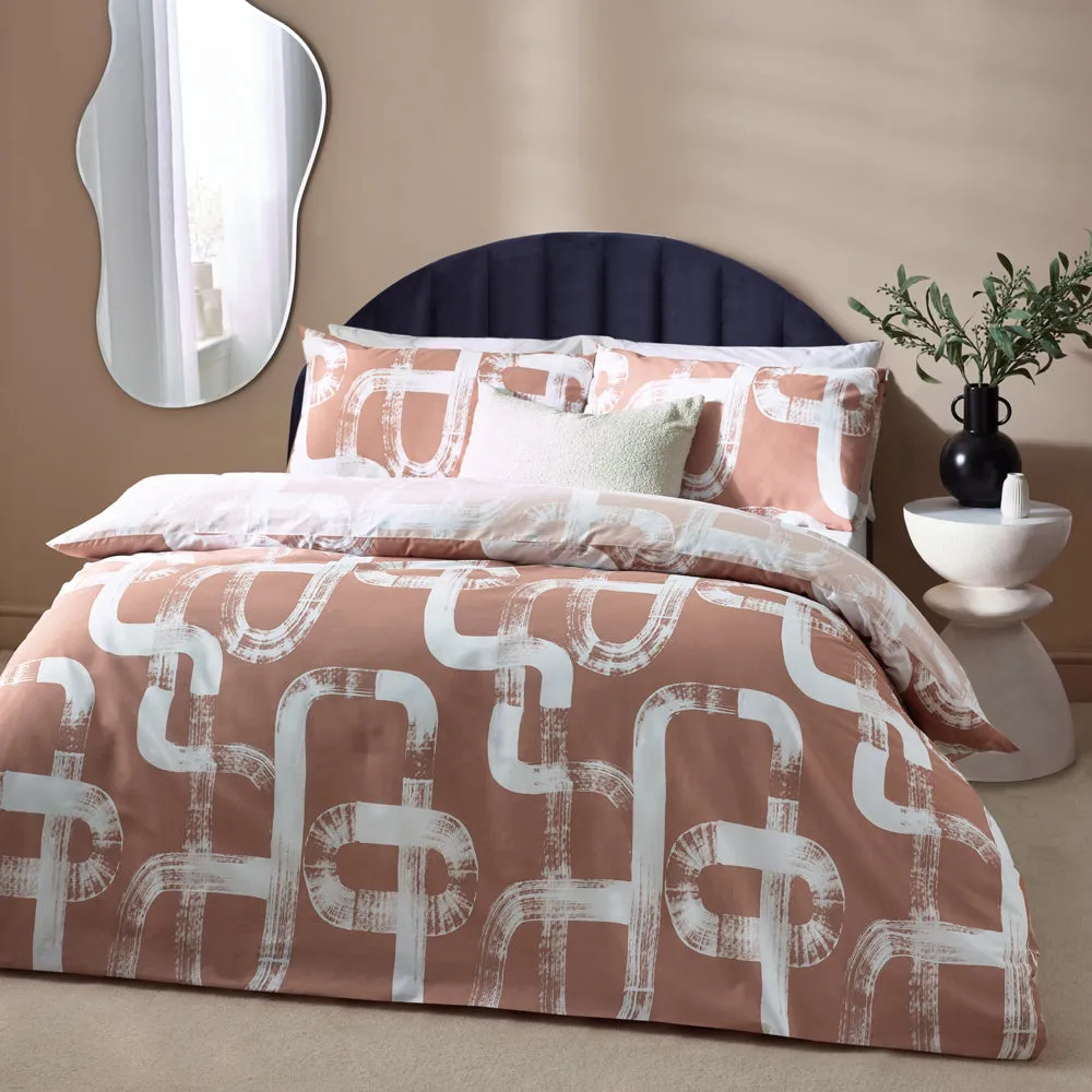 Tuba Abstract Cotton Rich Reversible Duvet Cover Set Plaster
