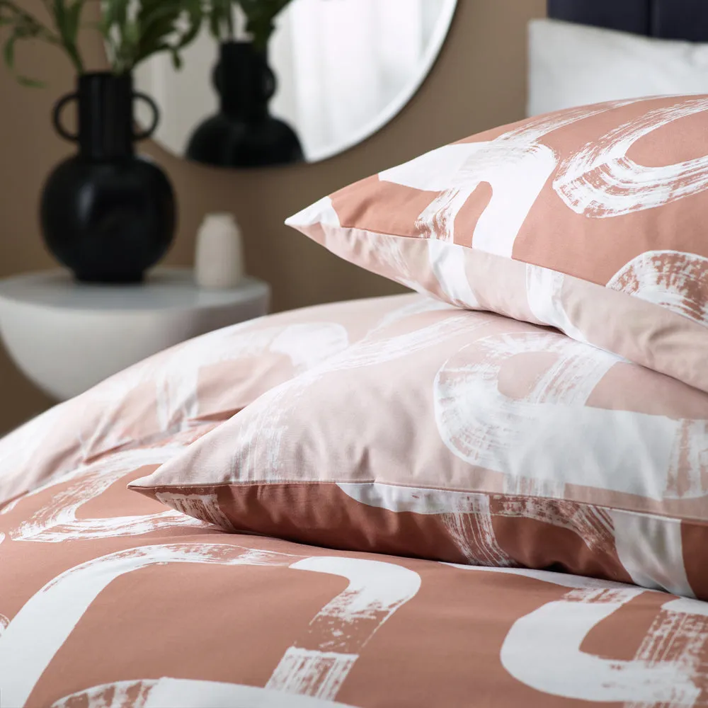 Tuba Abstract Cotton Rich Reversible Duvet Cover Set Plaster