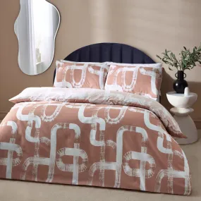 Tuba Abstract Cotton Rich Reversible Duvet Cover Set Plaster