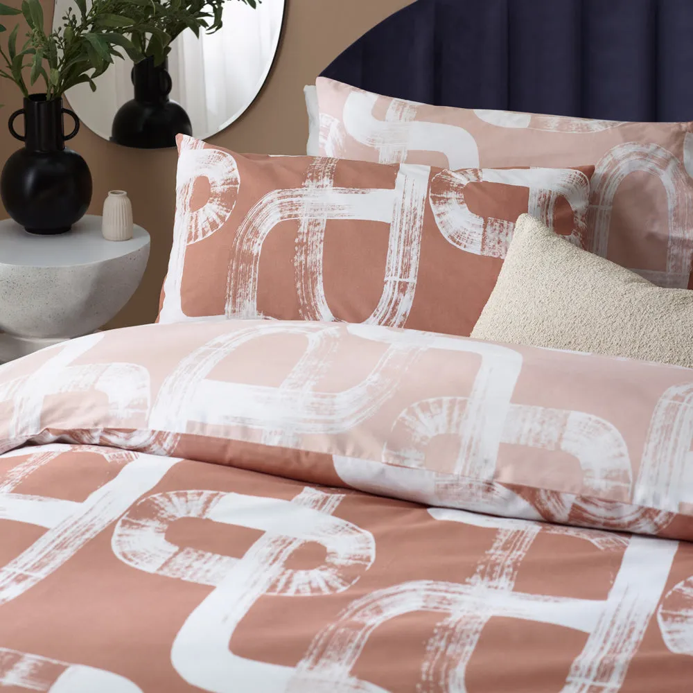 Tuba Abstract Cotton Rich Reversible Duvet Cover Set Plaster