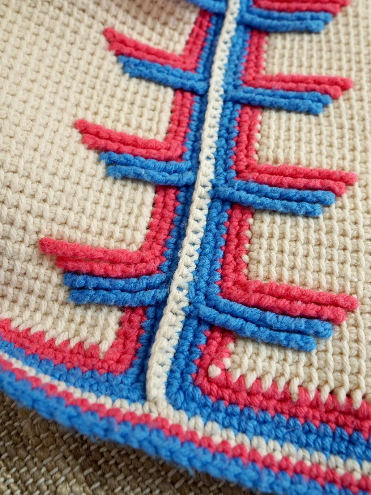 Vintage Handknit Football Stitch Blanket