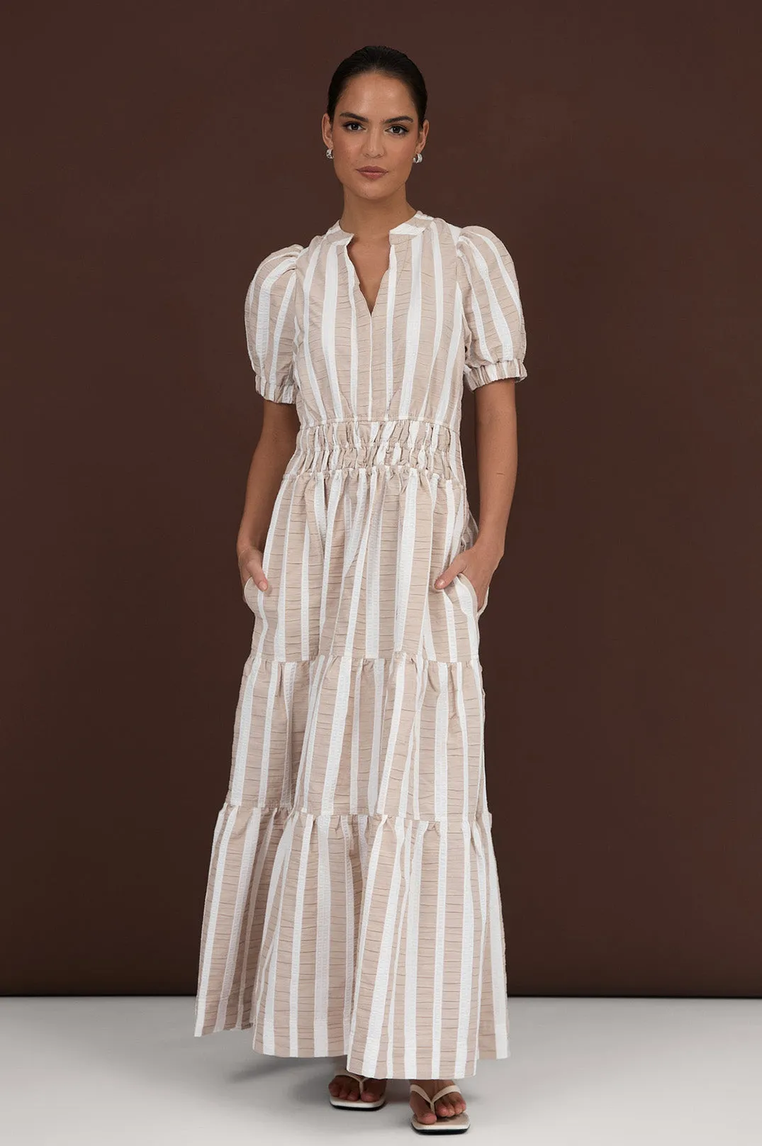 Violette Cotton Stripe Maxi Dress