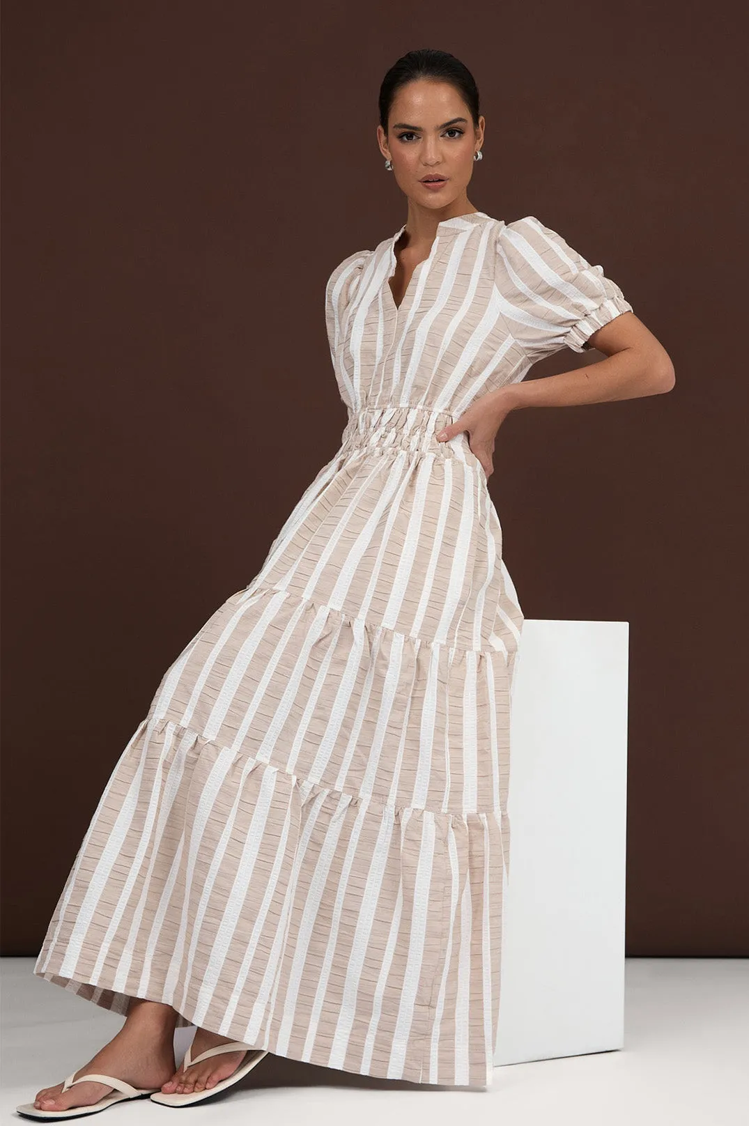 Violette Cotton Stripe Maxi Dress