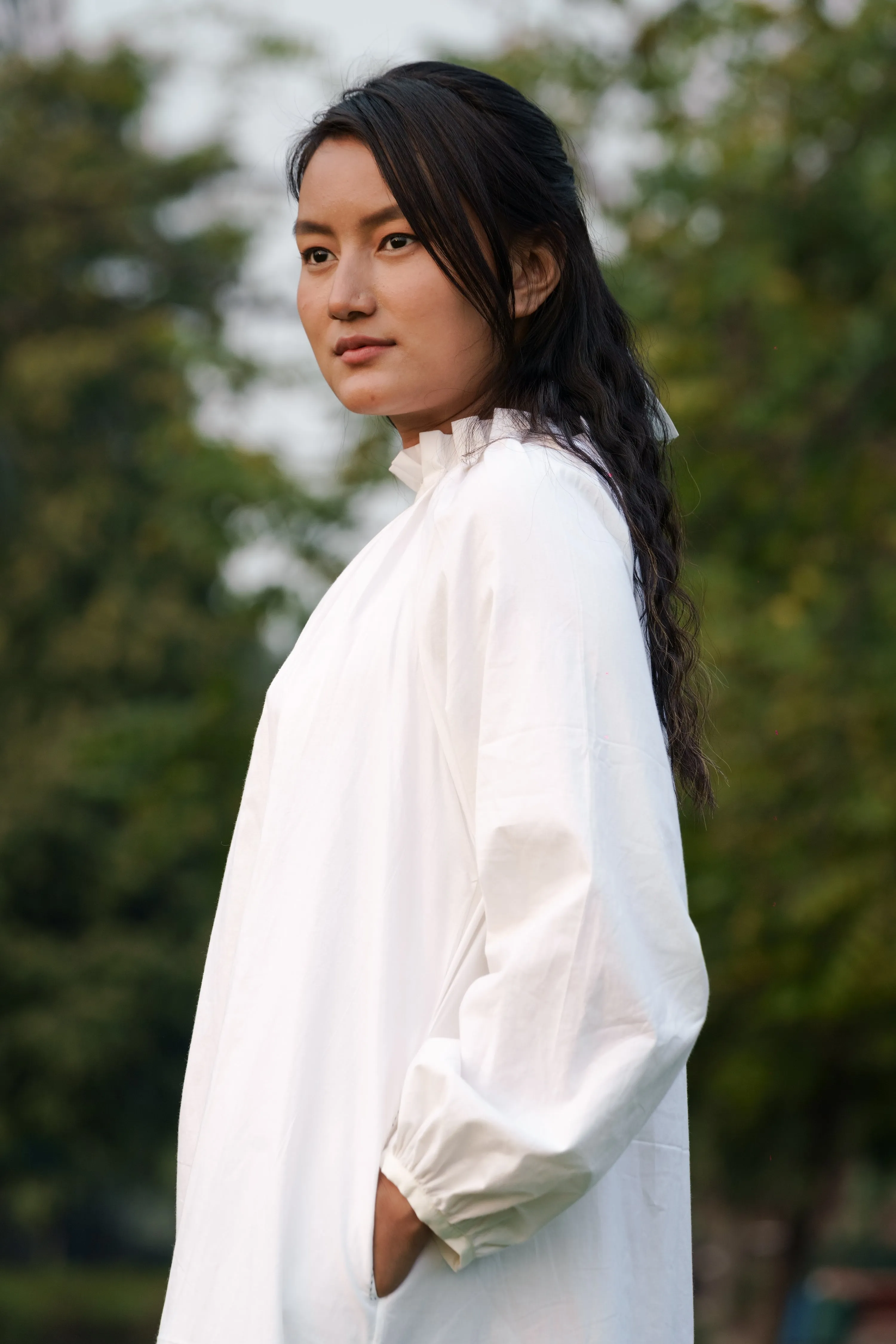 White Cotton Long Dress